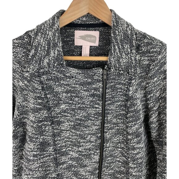 Forever 21 Womens Size Medium Black & White Tweed Full Zip Jacket Blazer - Picture 2 of 9